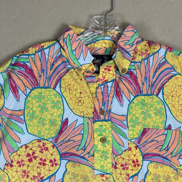 Chubbies Shirt Mens XL Multicolor The Nutter Hawaiian Pineapple Relaxed Fit‎ - Picture 2 of 9